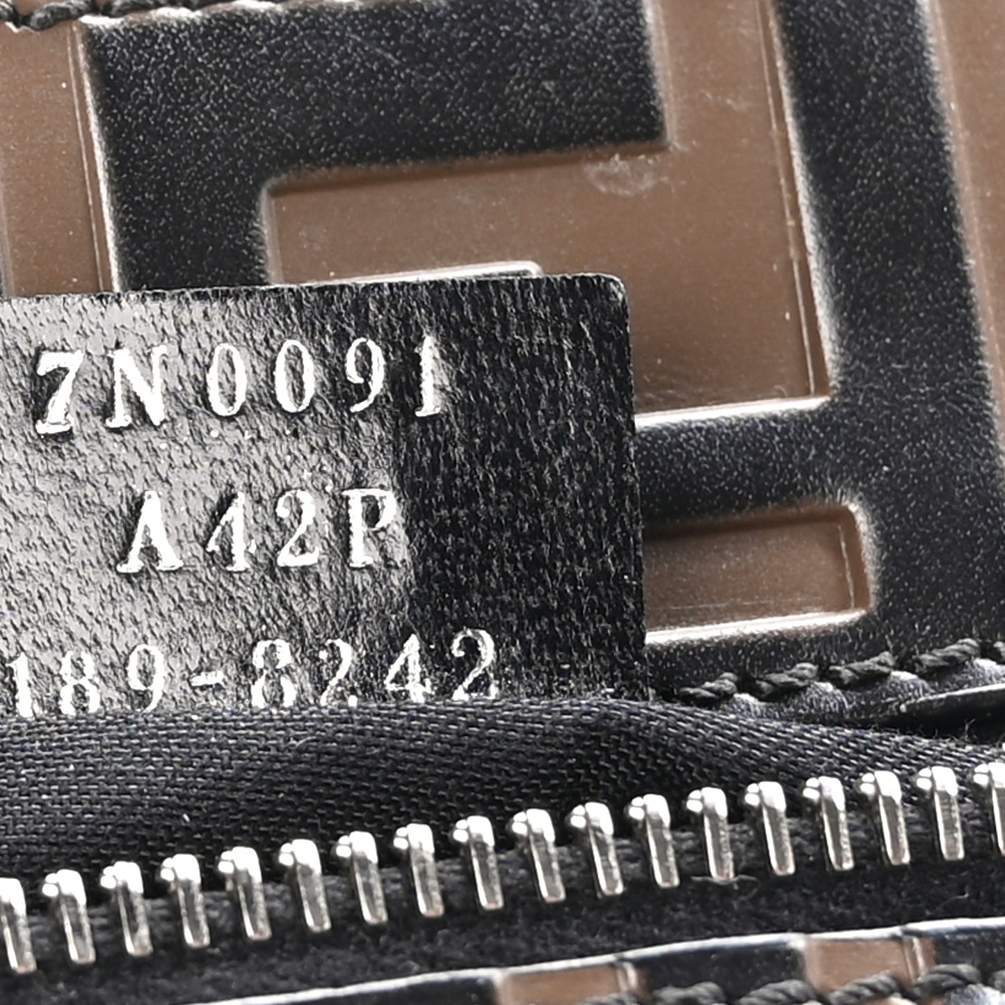 Calfskin FF 1974 Embossed Pyramid Pouch Maya Black