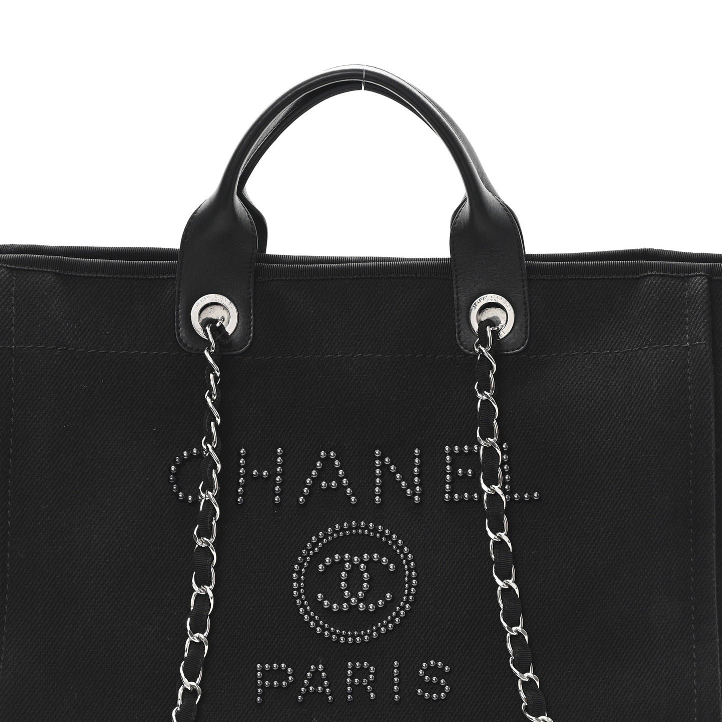 Canvas Pearl Medium Deauville Tote Black