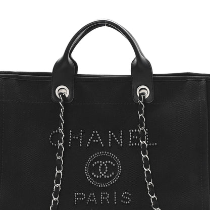 Chanel Canvas Pearl Medium Deauville Tote Black 7 of 10