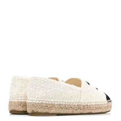 Chanel Tweed Grosgrain CC Espadrilles 36 White Black 3 of 4