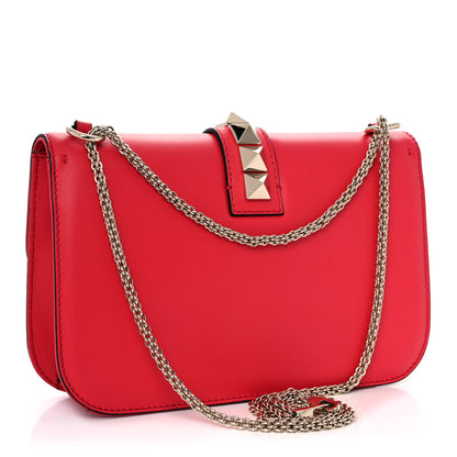 Valentino Garavani Vitello Medium Glam Lock Rockstud Flap Fragola 2 of 8