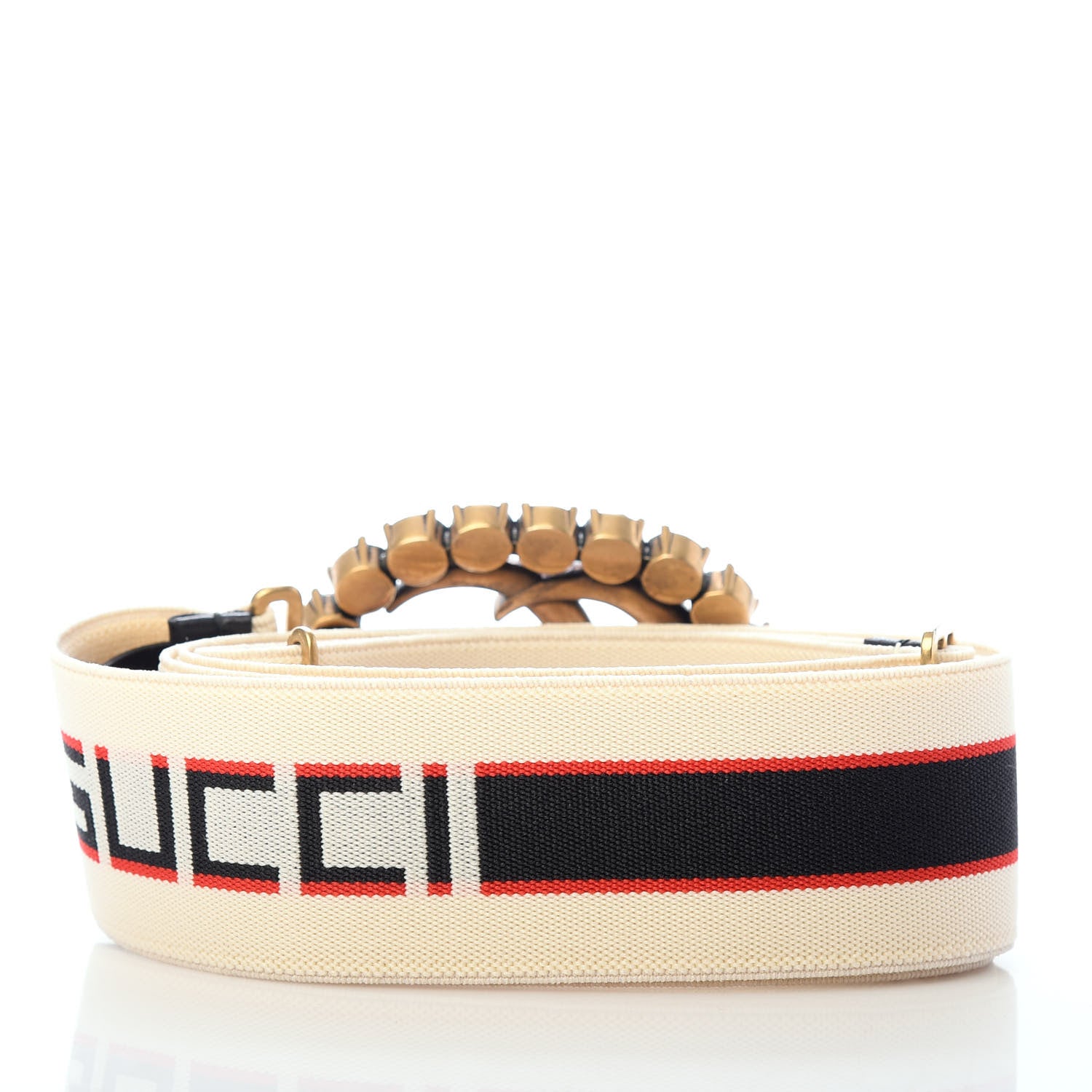 Gucci Jacquard Crystal Stripe Double G Belt 95 38 White 2 of 6