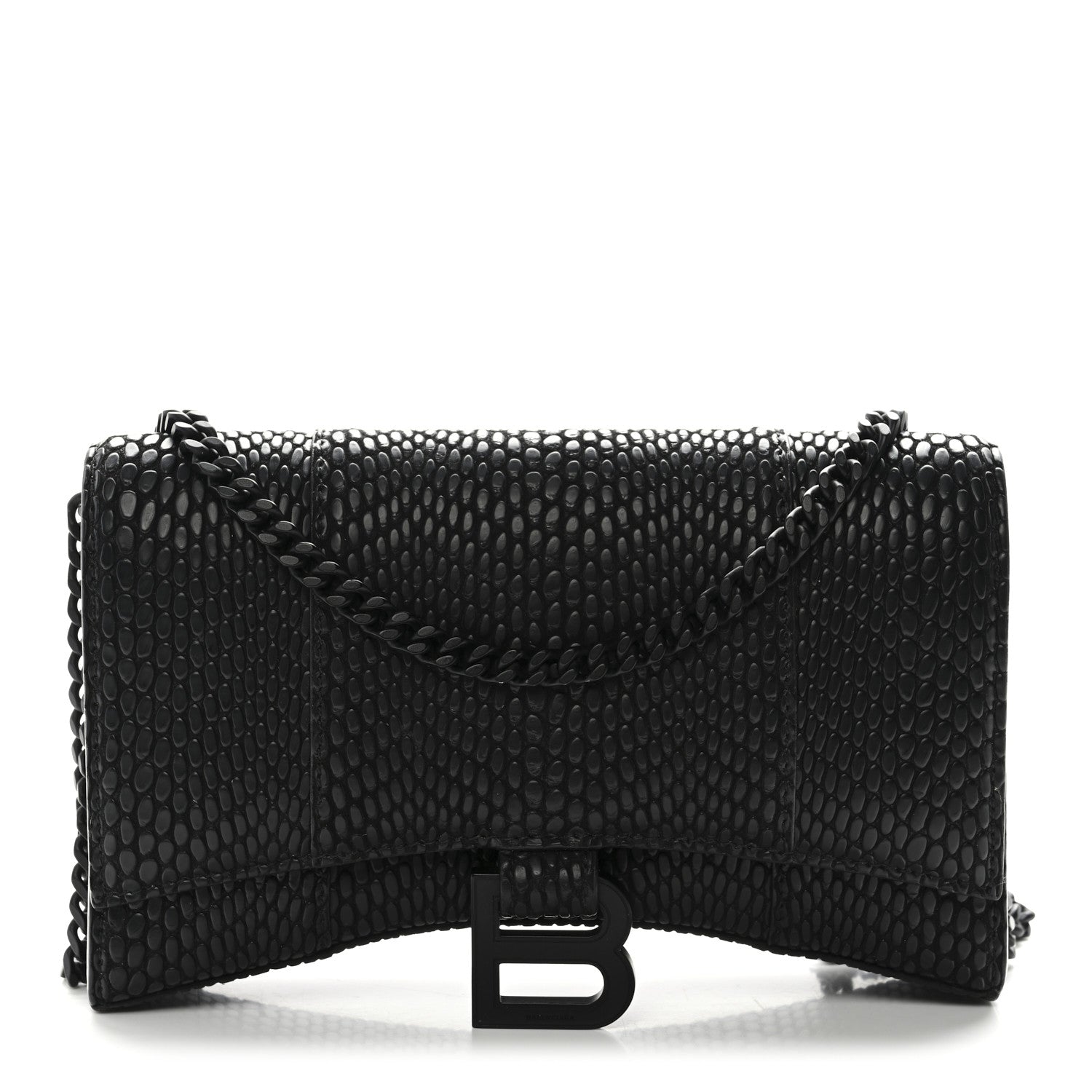 Balenciaga Cobra Embossed Monochrome Hourglass Chain Bag Black 1 of 11