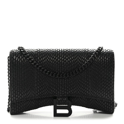 Balenciaga Cobra Embossed Monochrome Hourglass Chain Bag Black 1 of 11