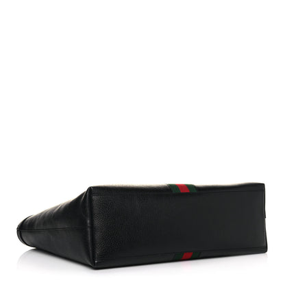 Gucci Textured Calfskin Web Medium Ophidia Shopping Tote Black 4 of 15