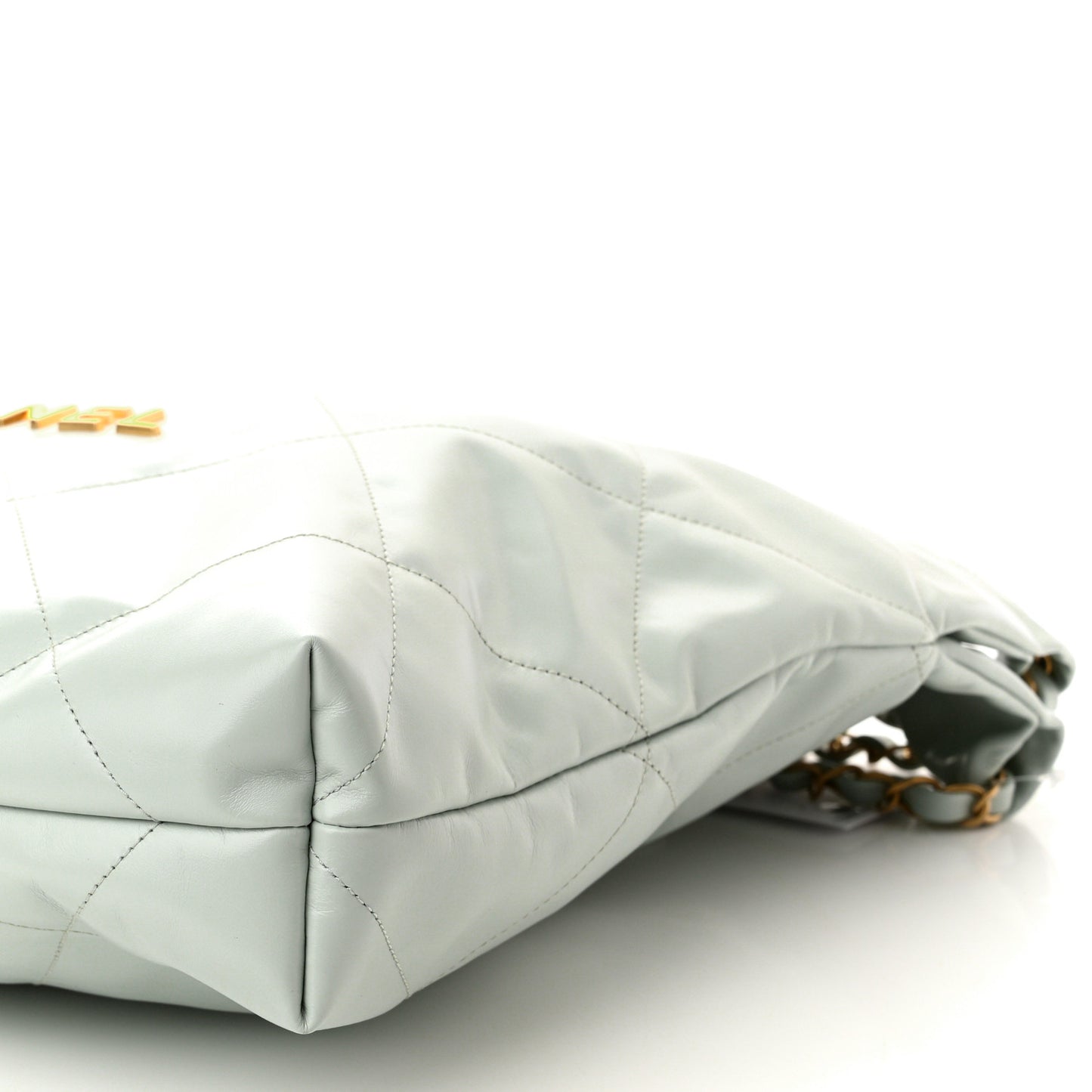 Shiny Calfskin Quilted Chanel 22 Light Blue