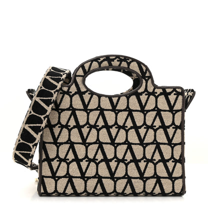 Valentino Garavani Toile Iconographe Small Le Troisieme Shopping Bag Naturale Black Fondant 1 of 13