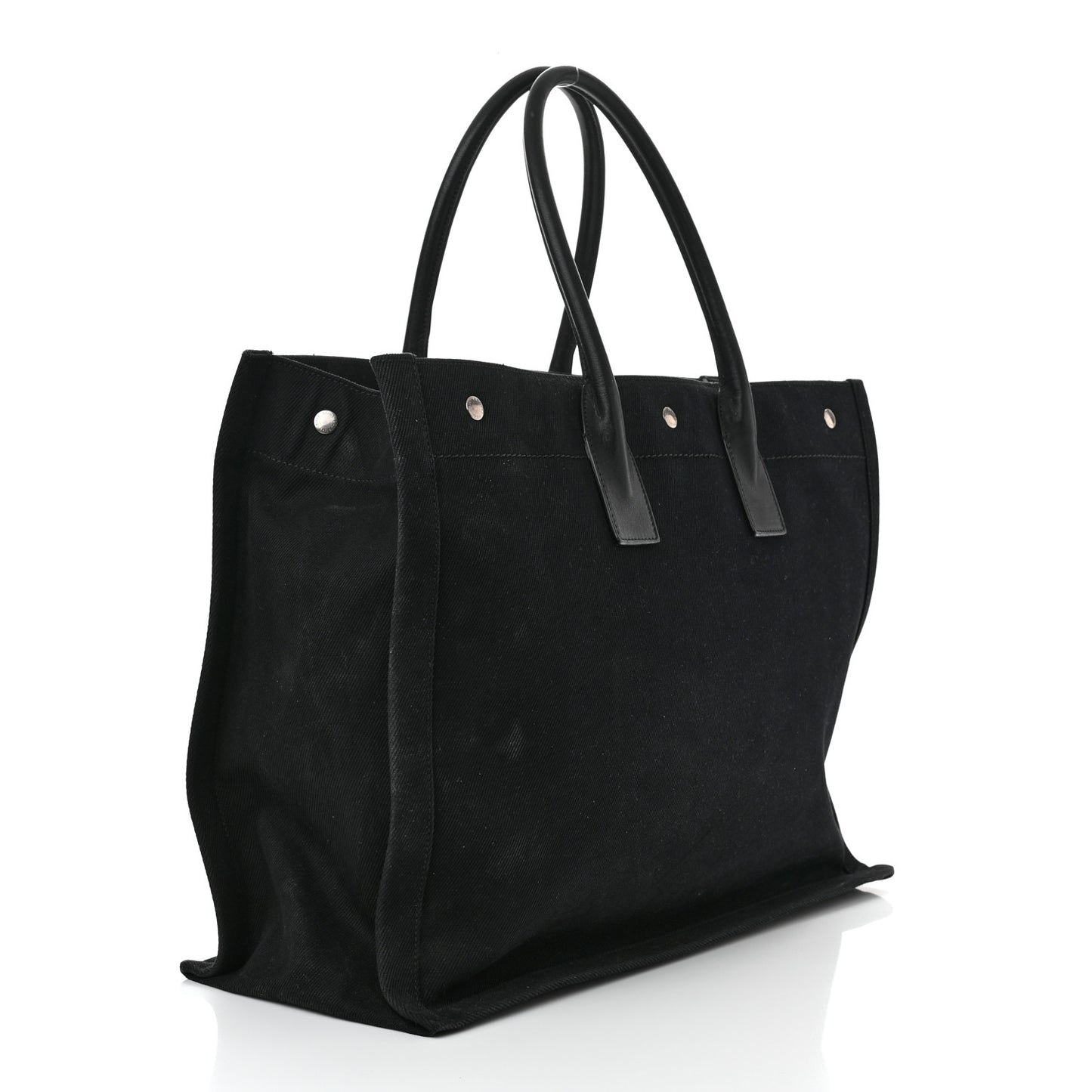 Linen Calfskin Rive Gauche Tote Black