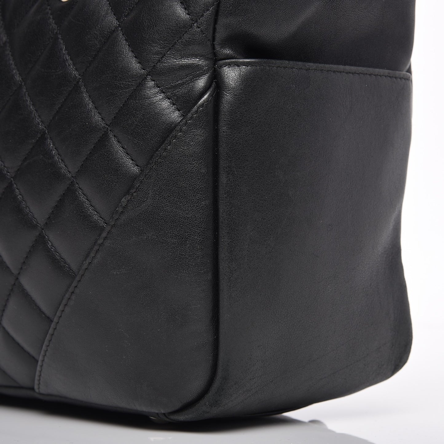 Calfskin Quilted Large Cambon Flap Black White