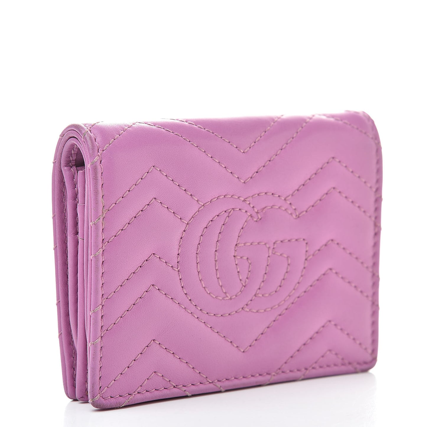 Calfskin Matelasse GG Marmont Card Case Candy Mousse