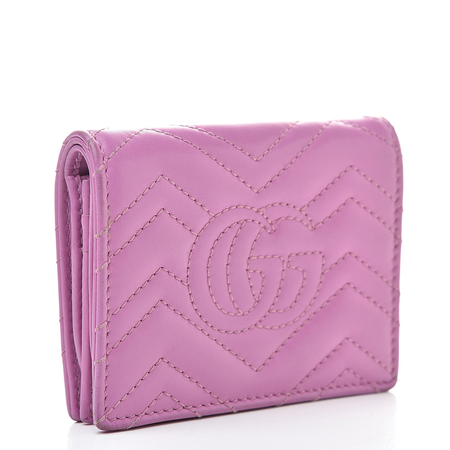 Gucci Calfskin Matelasse GG Marmont Card Case Candy Mousse 3 of 12