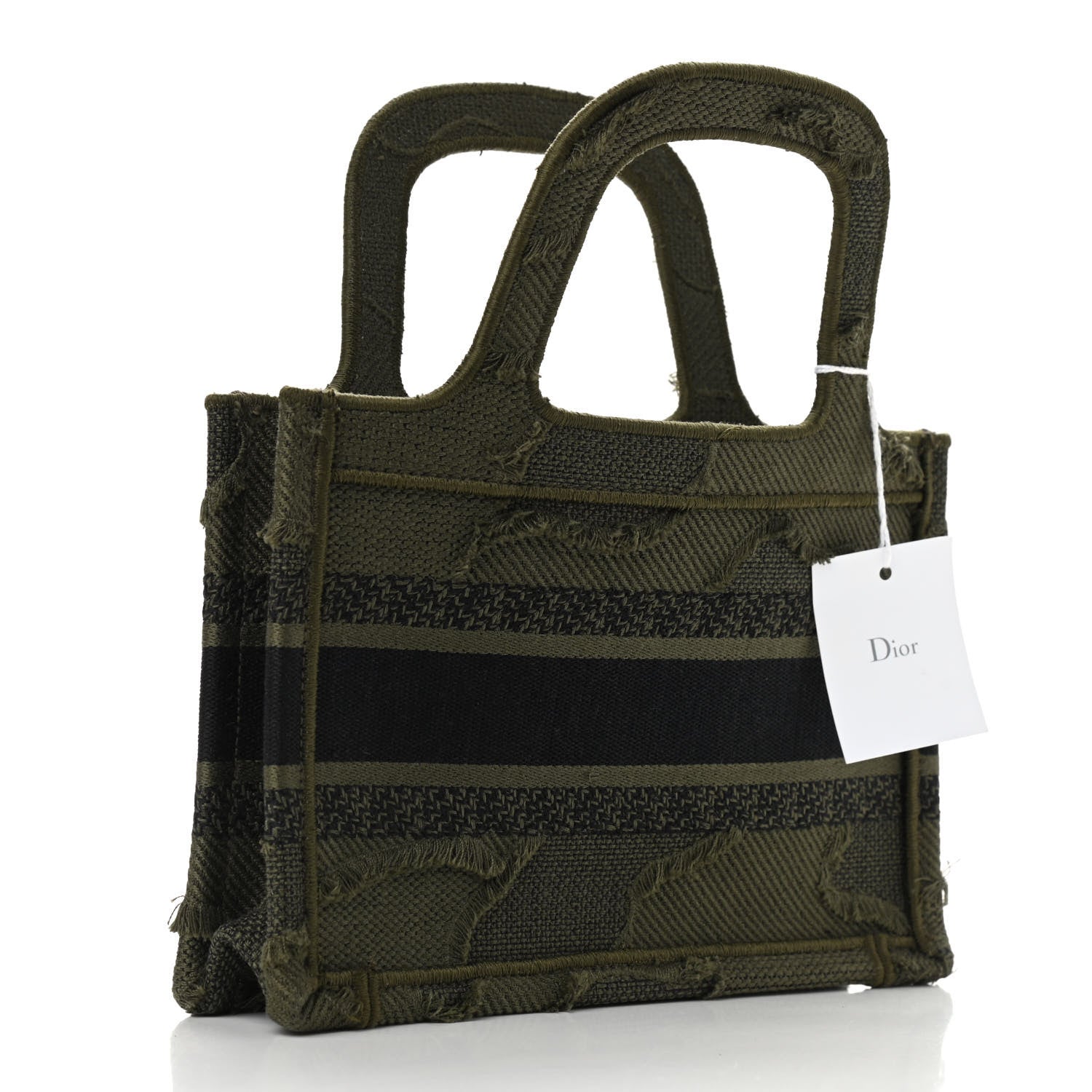 Christian Dior Canvas Embroidered Camouflage Mini Book Tote Green 3 of 8