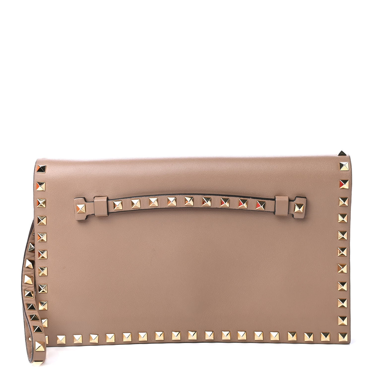 Valentino Garavani Nappa Rockstud Wristlet Clutch Alpaca 1 of 4