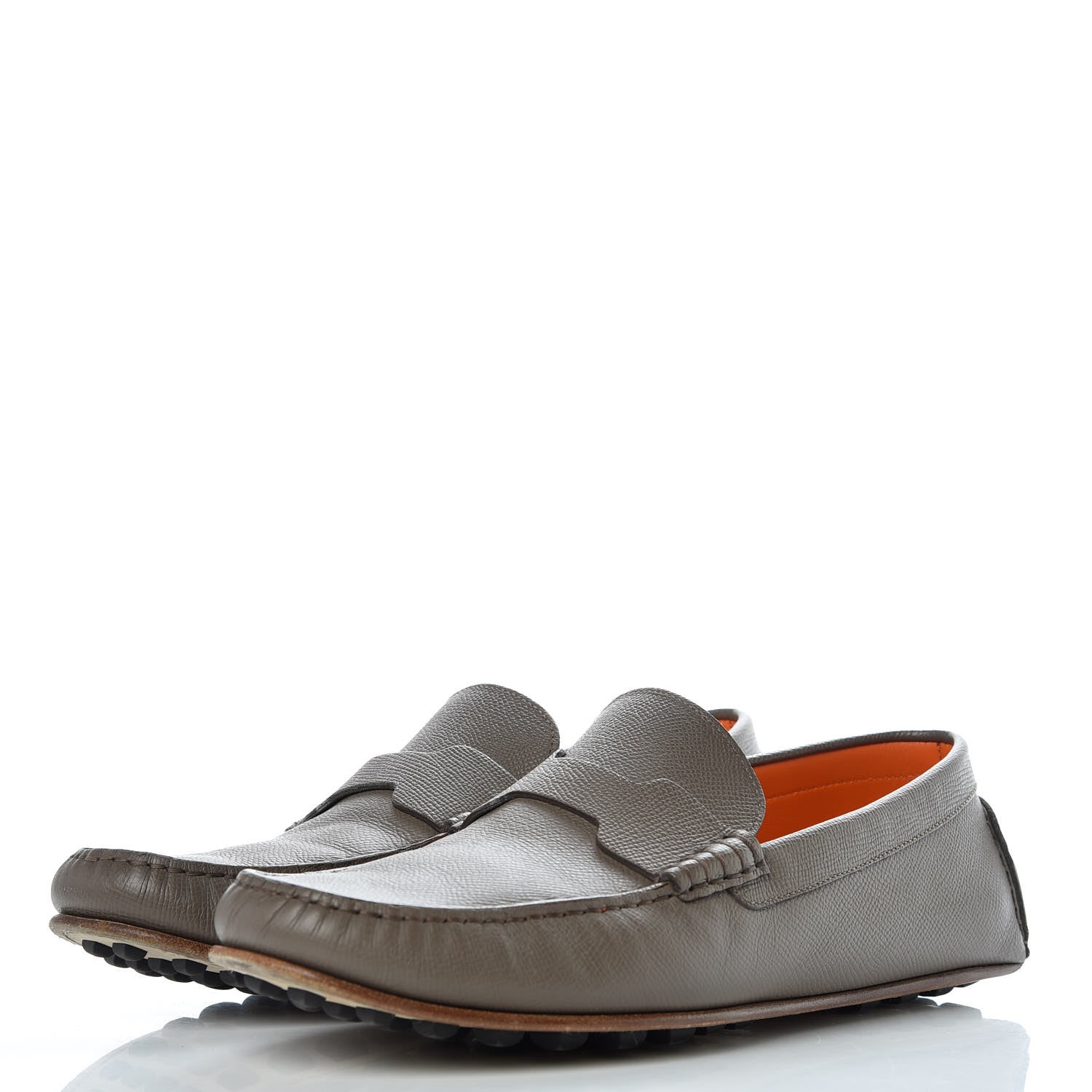 Hermes Epsom Mens Oscar Loafers 42 Etoupe 3 of 10