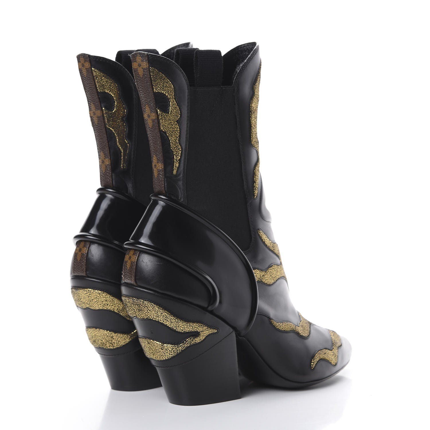 Louis Vuitton Calfskin Fireball Ankle Boots 39 Black Gold 4 of 11