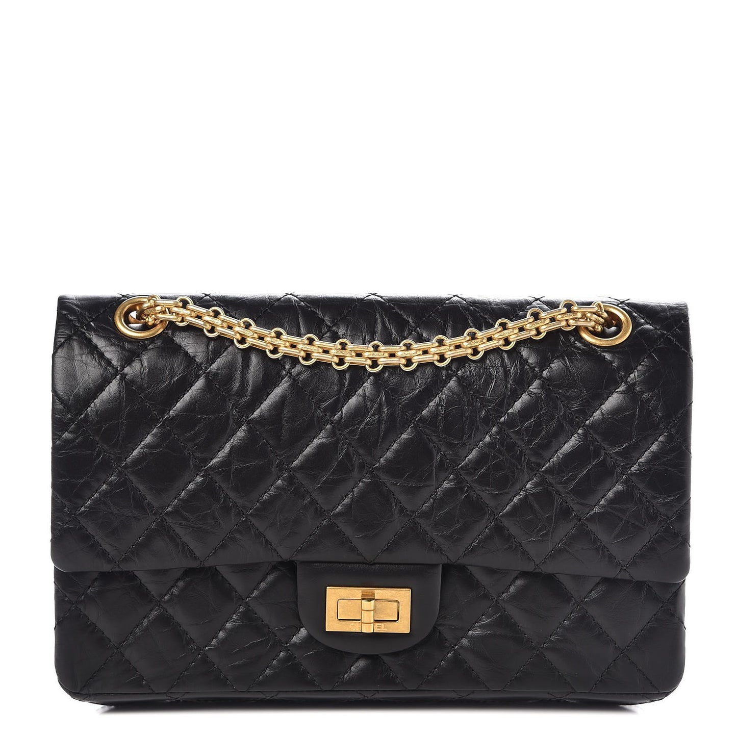 Aged Calfskin Quilted 2.55 Reissue 225 Flap Black