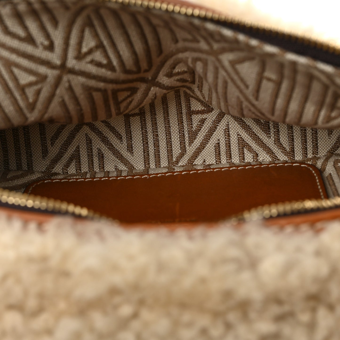 Shearling Calfskin Mini Daria Chain Bag Caramel