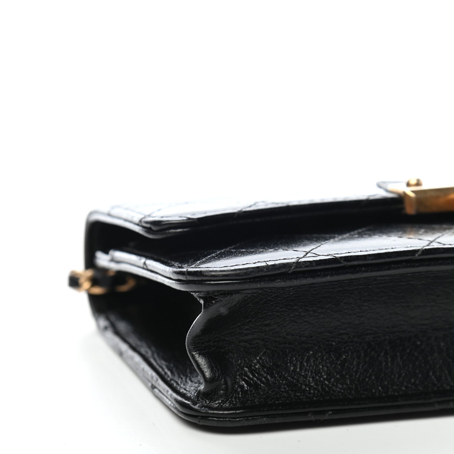 Chanel Goatskin Stitched Golden CC Wallet on Chain WOC Black 9 of 10