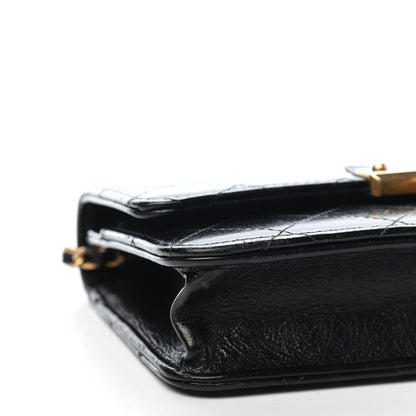 Chanel Goatskin Stitched Golden CC Wallet on Chain WOC Black 9 of 10