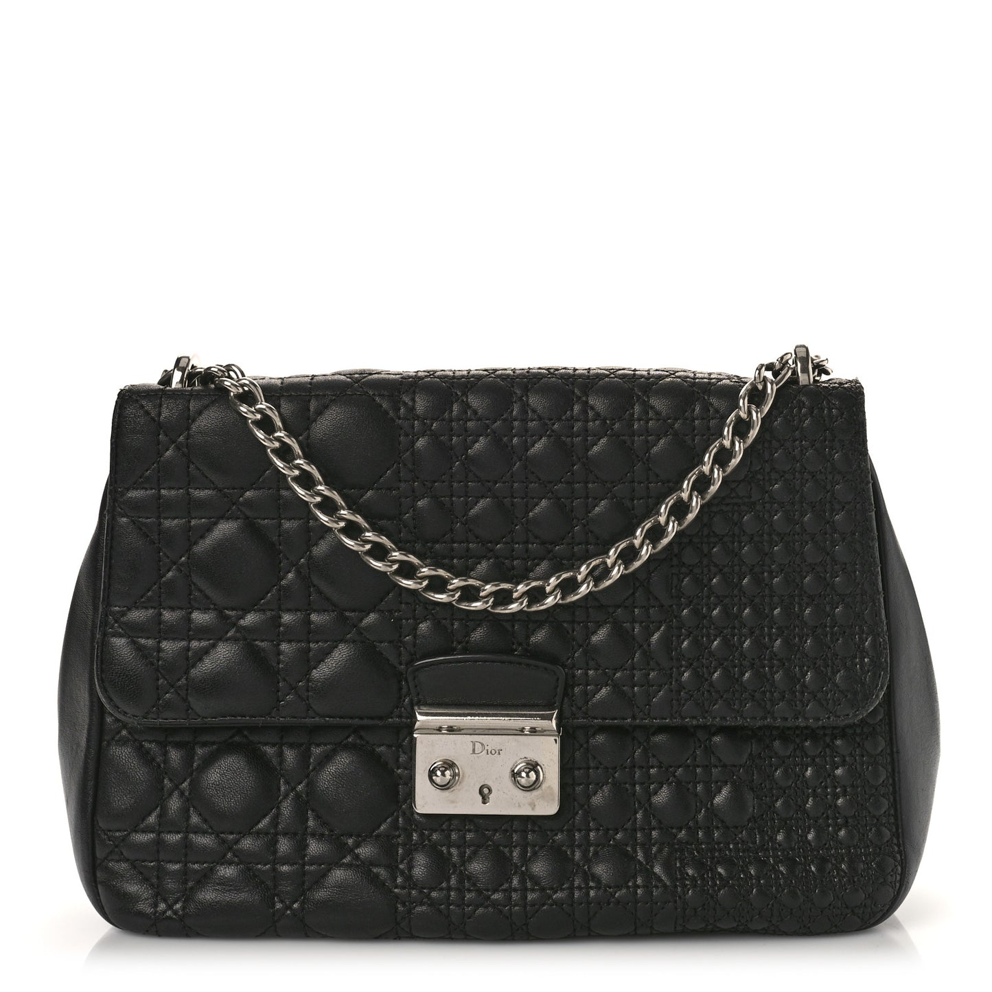 Lambskin Mixed Cannage Miss Dior Flap Black