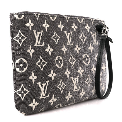 Louis Vuitton Denim Monogram Jacquard Neverfull MM GM Pochette Gray 3 of 9