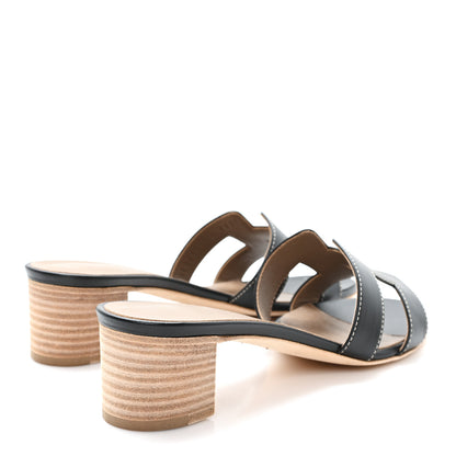 Hermes Calfskin Oasis Sandals 37.5 Black 5 of 10