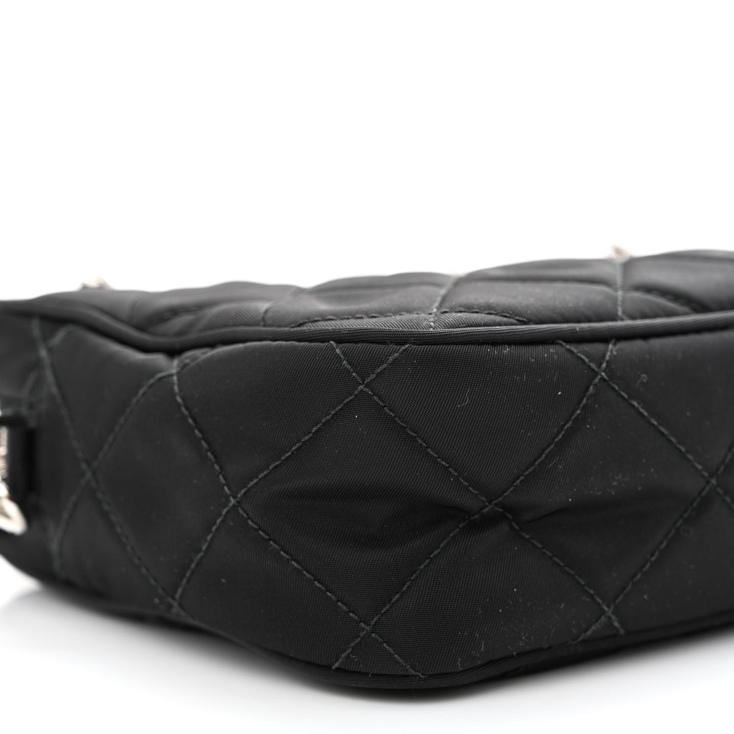 Nylon Tessuto Impuntu Quilted Bandoliera Crossbody Bag Black