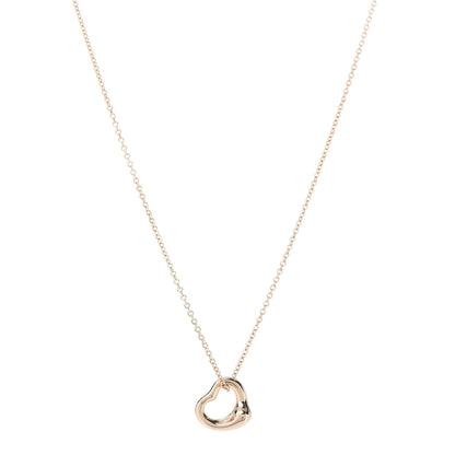 Tiffany 18K Yellow Gold Elsa Peretti Small Open Heart Pendant Necklace 1 of 9