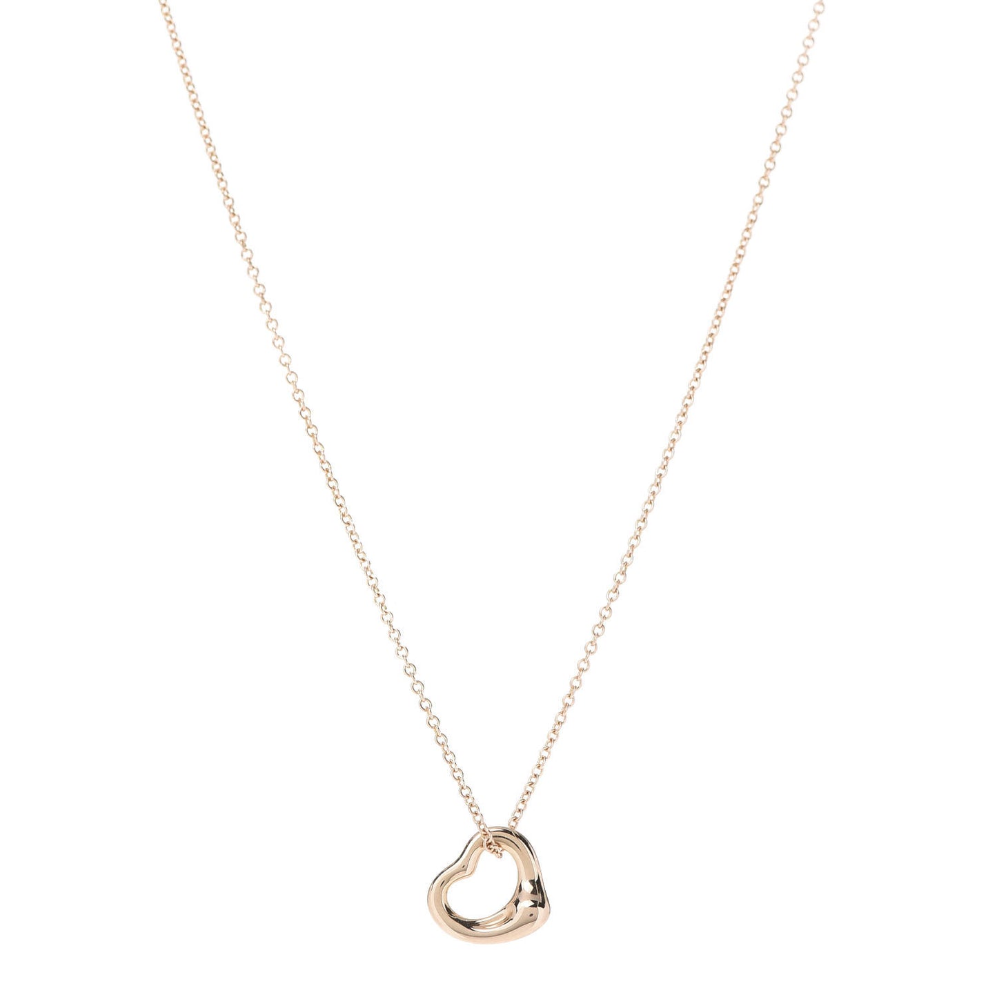 18K Rose Gold 11mm Elsa Peretti Open Heart Pendant Necklace