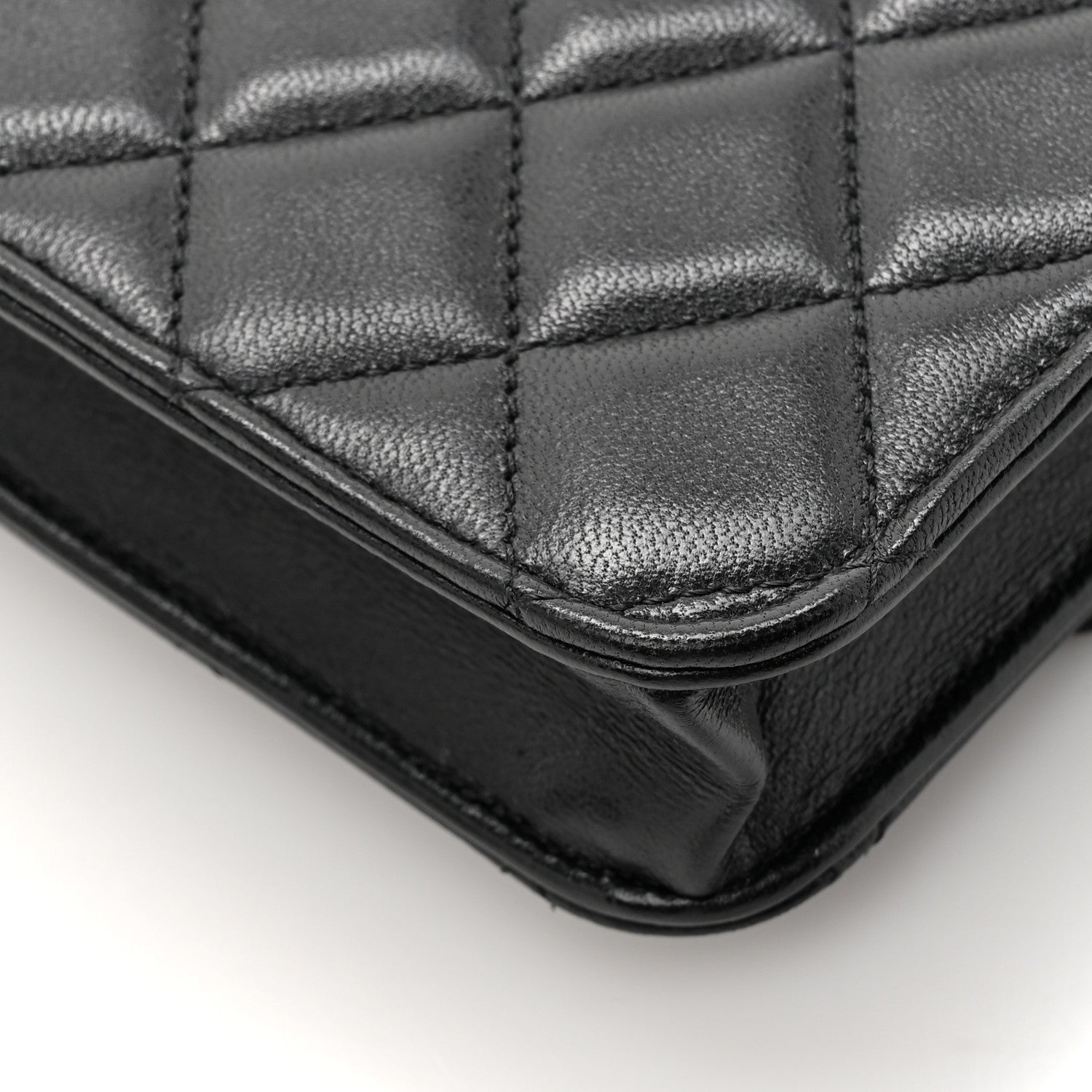 Chanel Lambskin Quilted Top Handle Flap Coin Purse With Chain Black 12 of 13