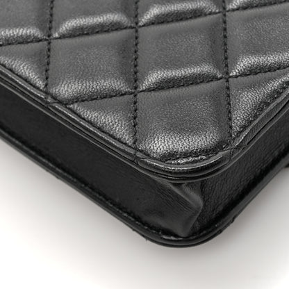 Chanel Lambskin Quilted Top Handle Flap Coin Purse With Chain Black 12 of 13
