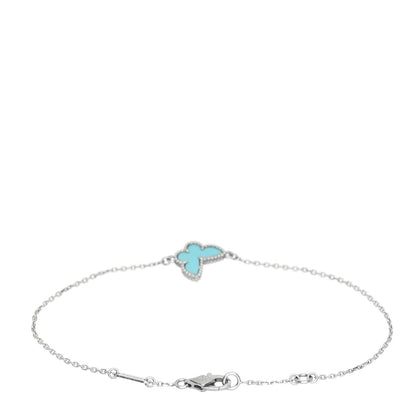 Van Cleef & Arpels 18K White Gold Turquoise Sweet Alhambra Butterfly Bracelet 3 of 5