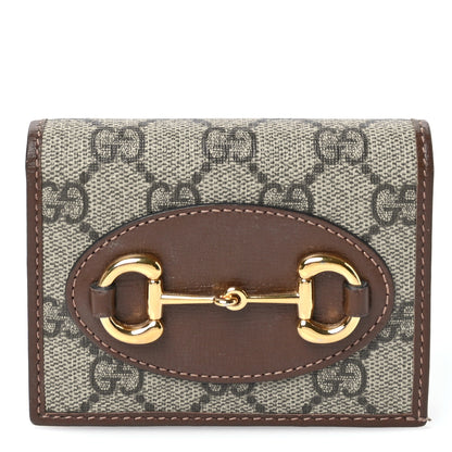 Gucci GG Supreme Monogram Horsebit 1955 Card Case Wallet Beige Ebony Brown Sugar 1 of 7