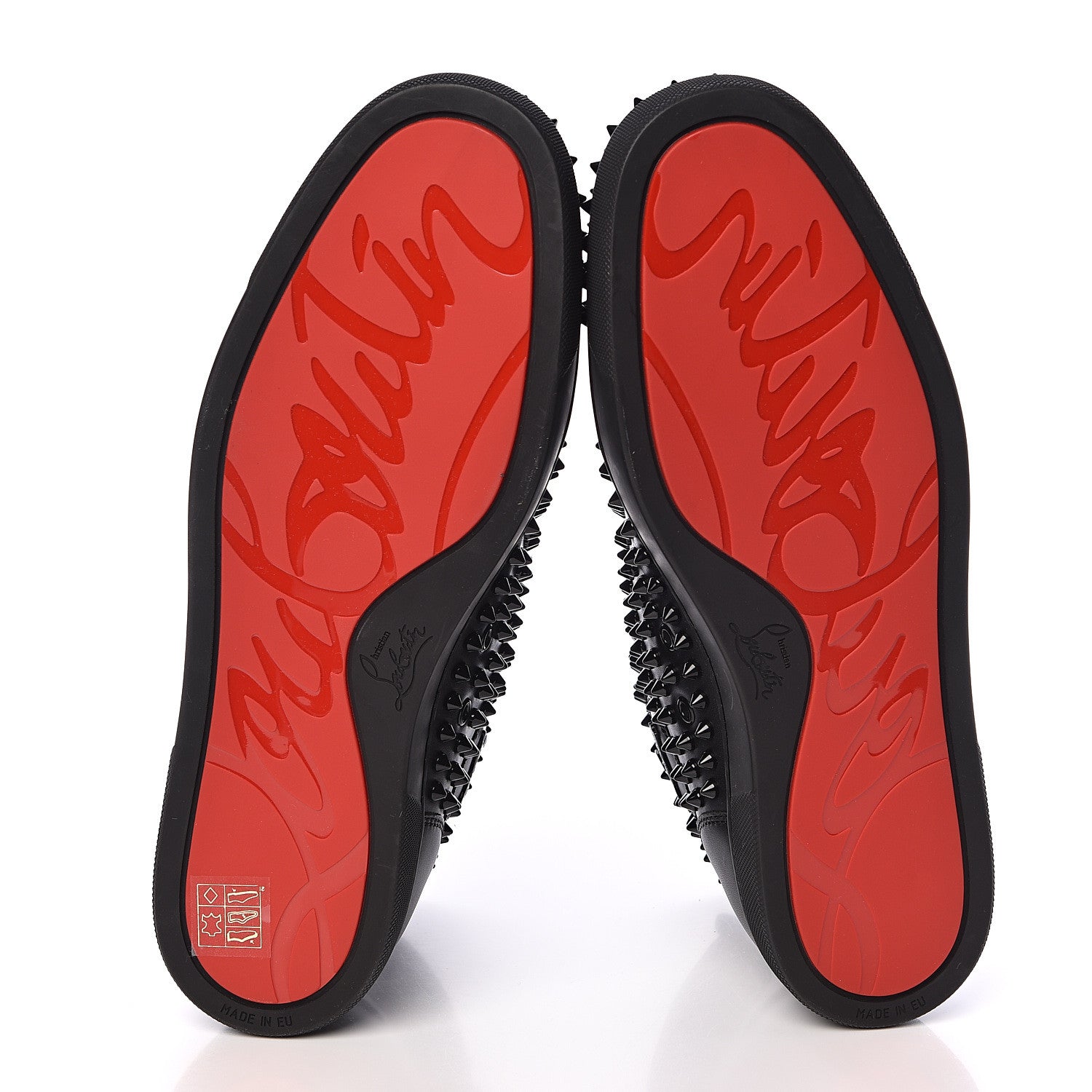 Christian Louboutin Calfskin Mens Louis Spikes Flat Sneakers 44.5 Black 5 of 8