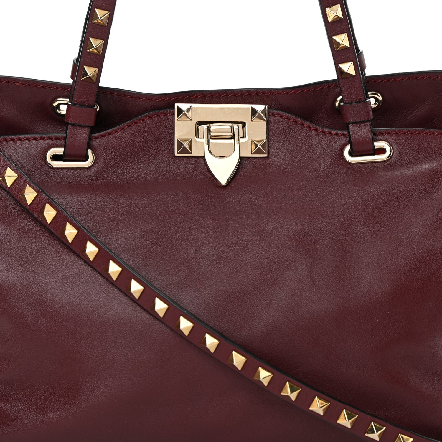 Valentino Garavani Vitello Small Rockstud Tote Rubin 7 of 14
