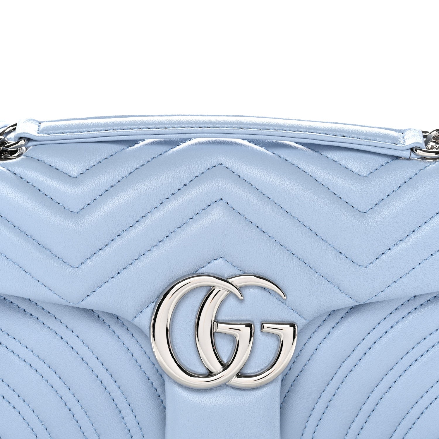 Gucci Lambskin Matelasse Medium GG Marmont Shoulder Bag Light Blue 8 of 11