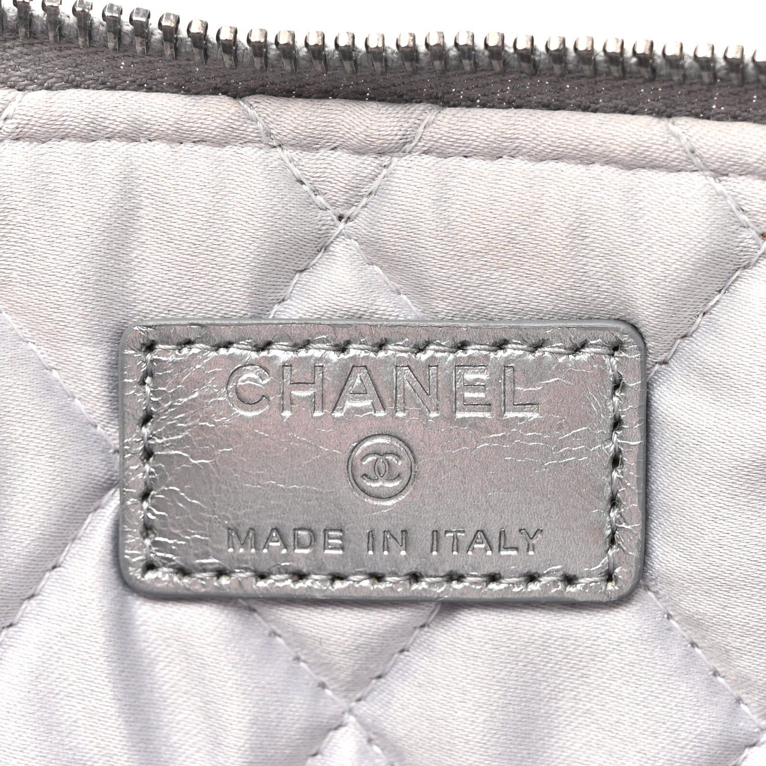 Chanel Metallic Crumpled Calfskin Quilted Large Slide Pouch Silver 6 of 13