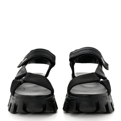 Prada Rubber Nylon Velcro Womens Cloudbust Thunder 50mm Sandals 37 Black 2 of 8