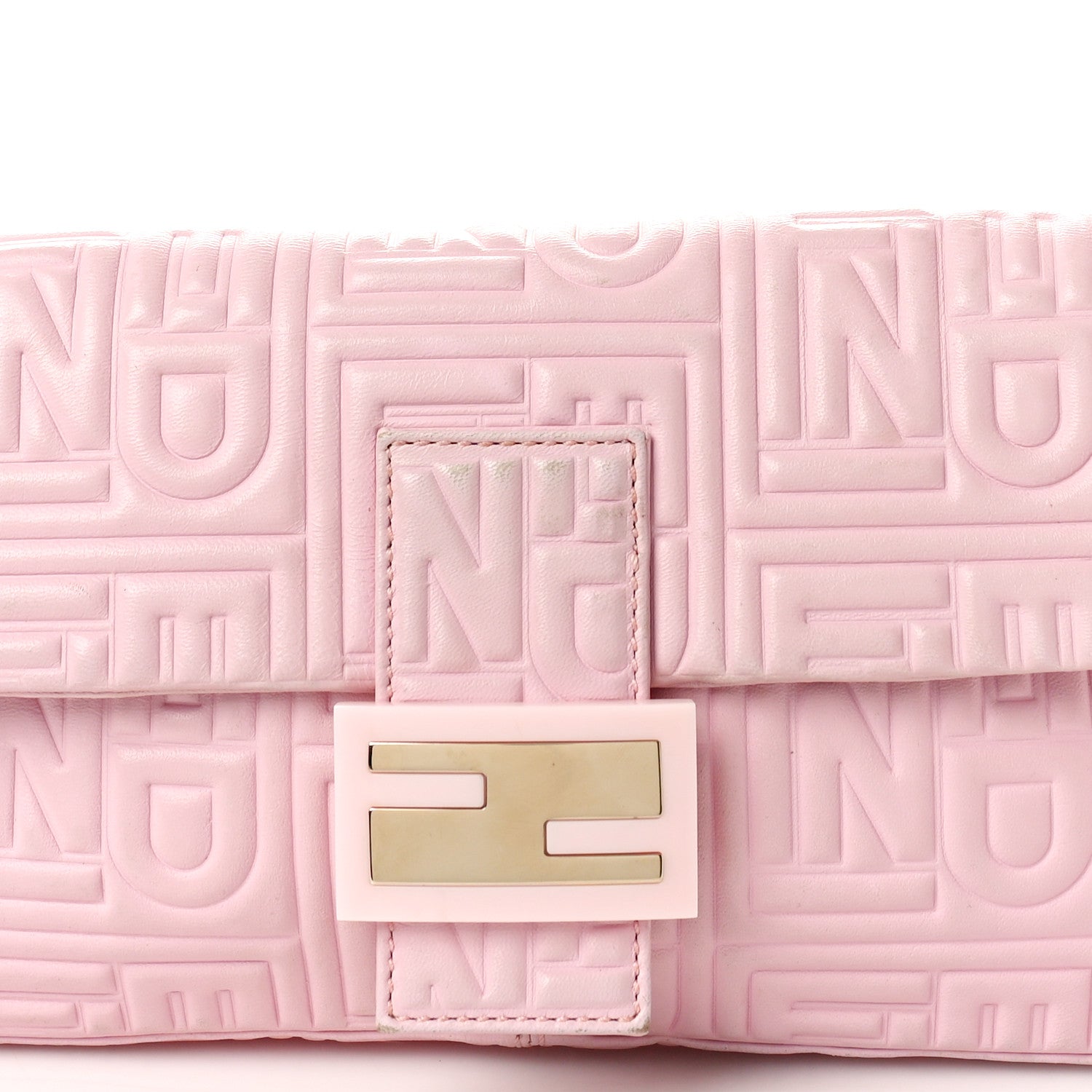 Fendi Nappa Logo Embossed Baguette Pink 8 of 14