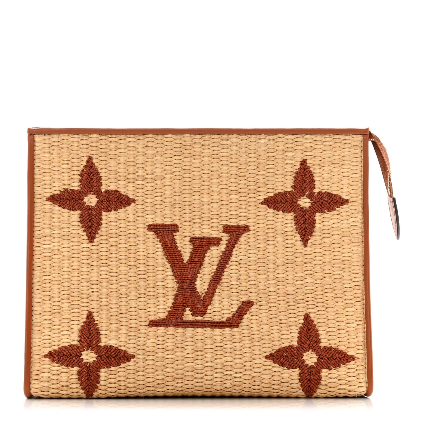 Raffia Monogram Giant Toiletry Pouch 26 Tan