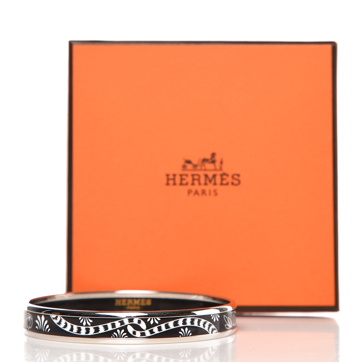 Hermes Enamel Printed Narrow Les Léopards Bracelet 65 Black 5 of 5