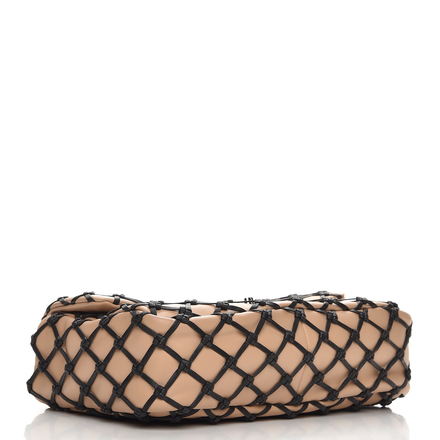 Lambskin Jumbo Canebiers Net Flap Biege