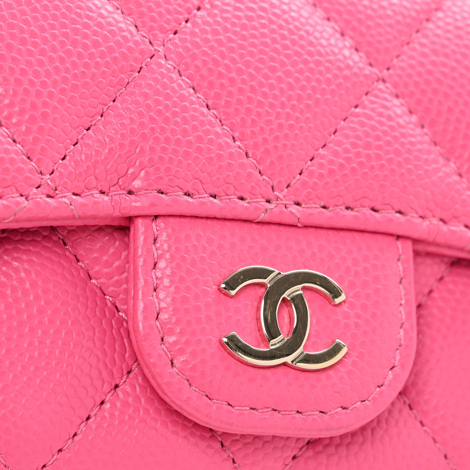 Chanel Caviar Quilted Flap Card Holder Wallet Pink 9 of 10