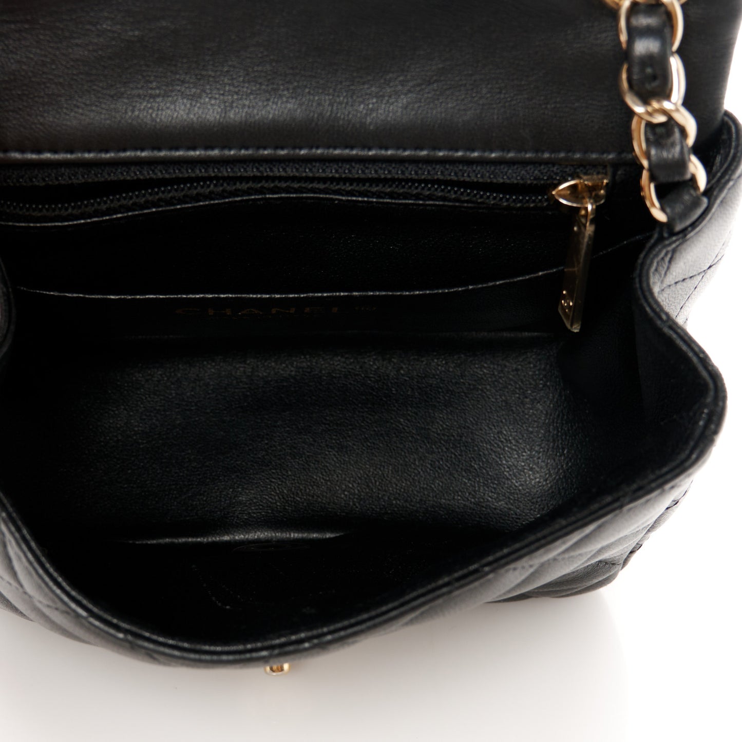 Lambskin Quilted Mini Square Flap Black