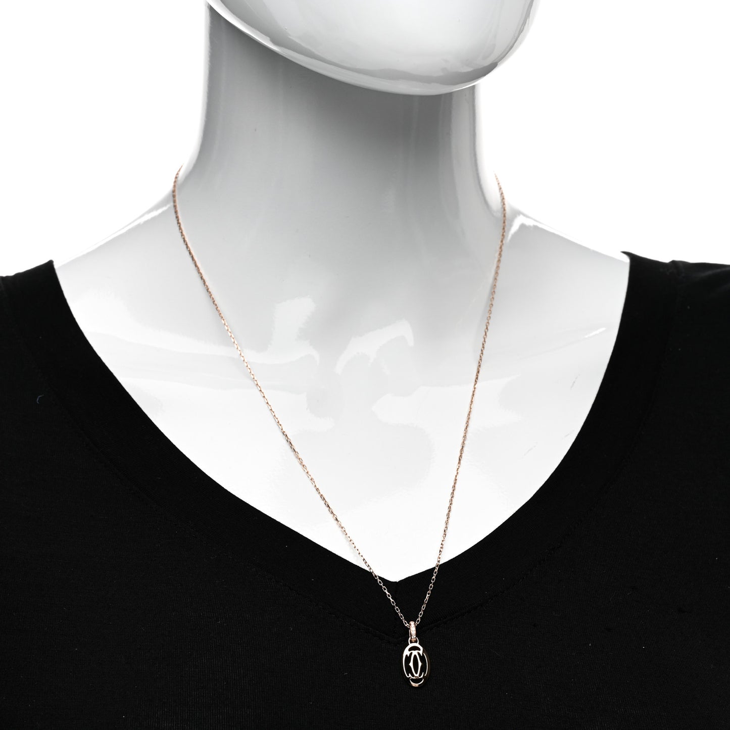 18K Pink Gold Diamond Logo Pendant Necklace