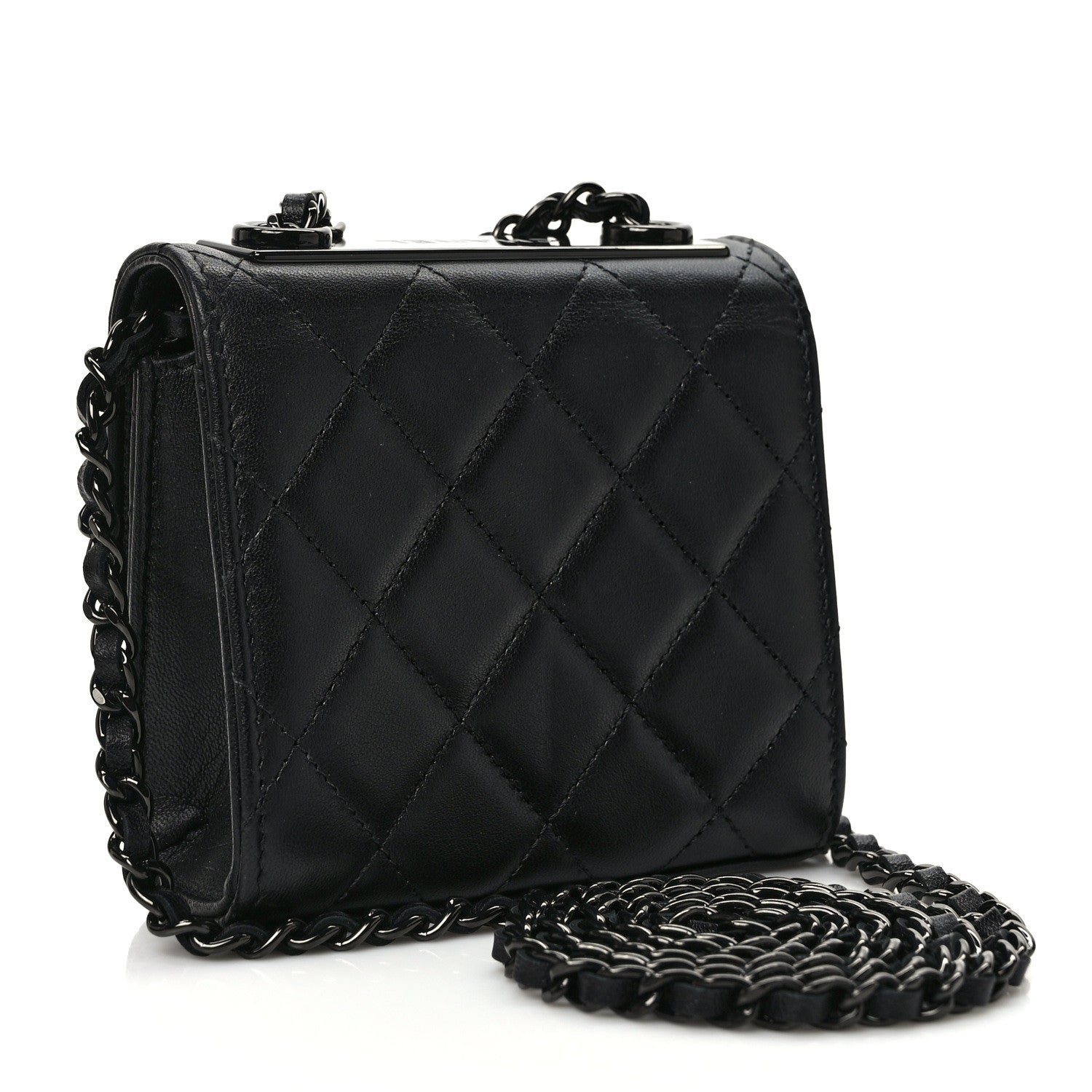 Chanel Lambskin Quilted Mini Trendy CC Clutch With Chain So Black 3 of 9