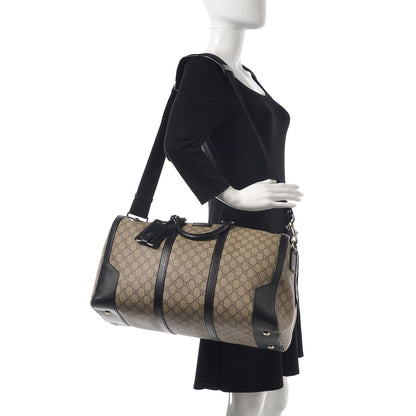 Gucci GG Supreme Monogram Selleria Calfskin Medium Duffle Beige Ebony Black 2 of 15