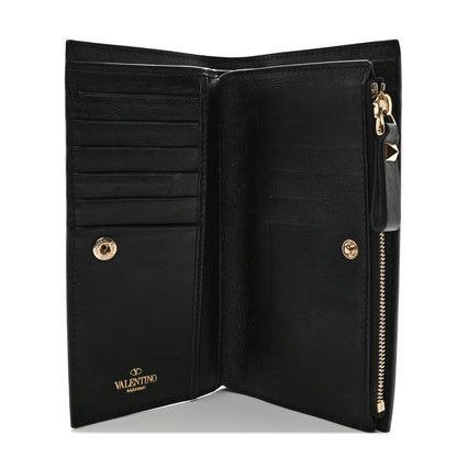 Valentino Garavani Calfskin Rockstud Bi-Fold Long Wallet Black 5 of 11