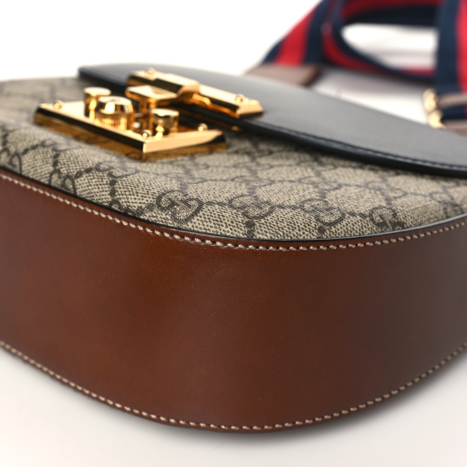 Gucci GG Supreme Monogram Web Medium Padlock Messenger Shoulder Bag Black 9 of 9