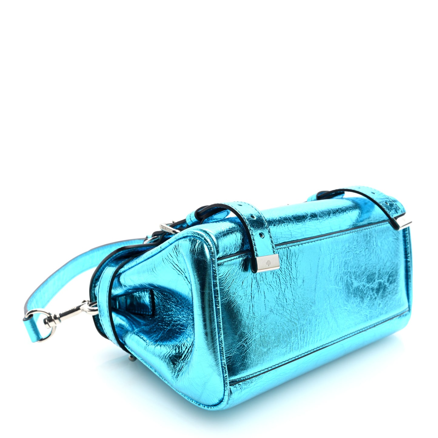 Metallic Crinkled Calfskin Mini Alexa Portobello Blue